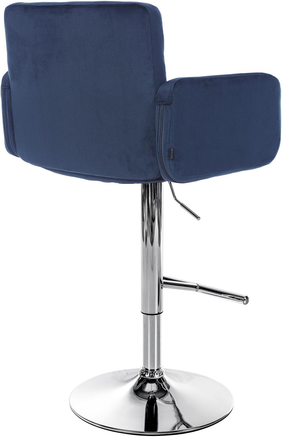 BARHOCKER Lausanne Samt chrom blau - Blau/Chromfarben, Textil/Metall (60/113/56cm) - TPFLiving