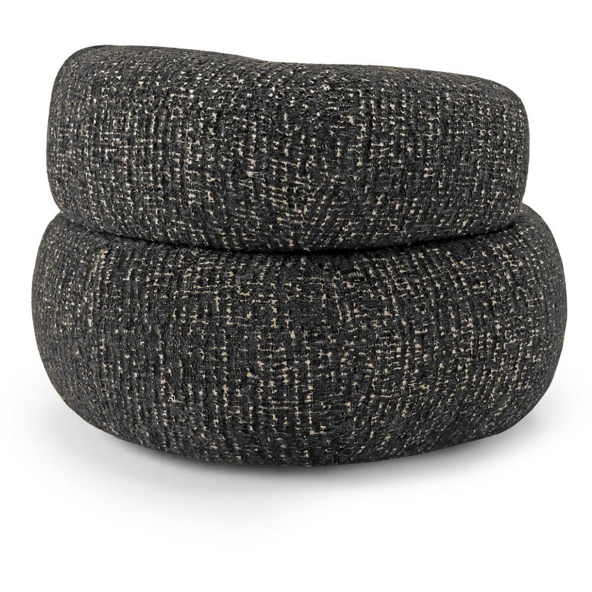 SESSEL Laila, Drehsessel mit runder Form, Schwarz, Geflecht-Stoff - Schwarz, Textil (95/75/97cm) - Beautysofa