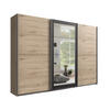SCHWEBETÜRENSCHRANK 3-türig B270/H208/T65 cm in Eichen-Dekor mit Absetzungen in grauer Stahl-Optik / 22002 - Eichefarben/Alufarben, Holzwerkstoff/Metall (270/208/65cm) - luma-home
