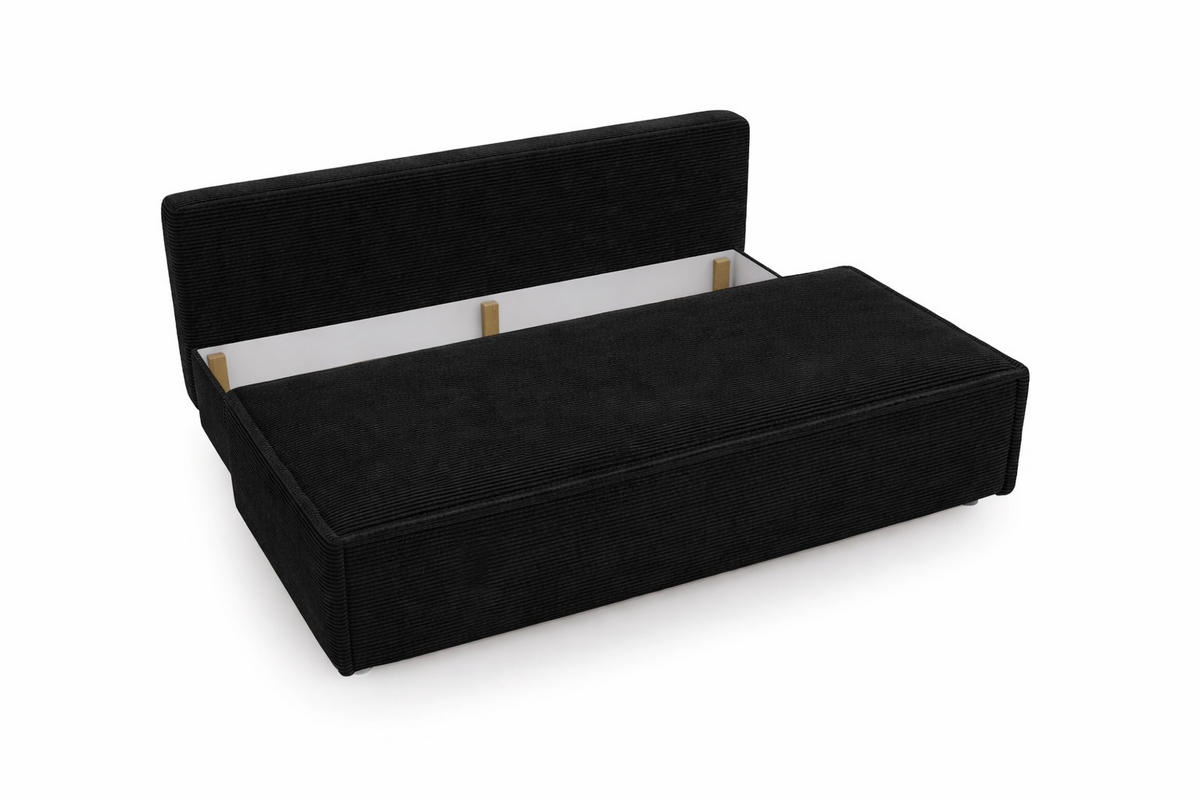 SCHLAFSOFA Mit Bettkasten DUO, Stoff Poso, Schwarz - Schwarz, Holz (198/89/90cm) - Kaiser Möbel