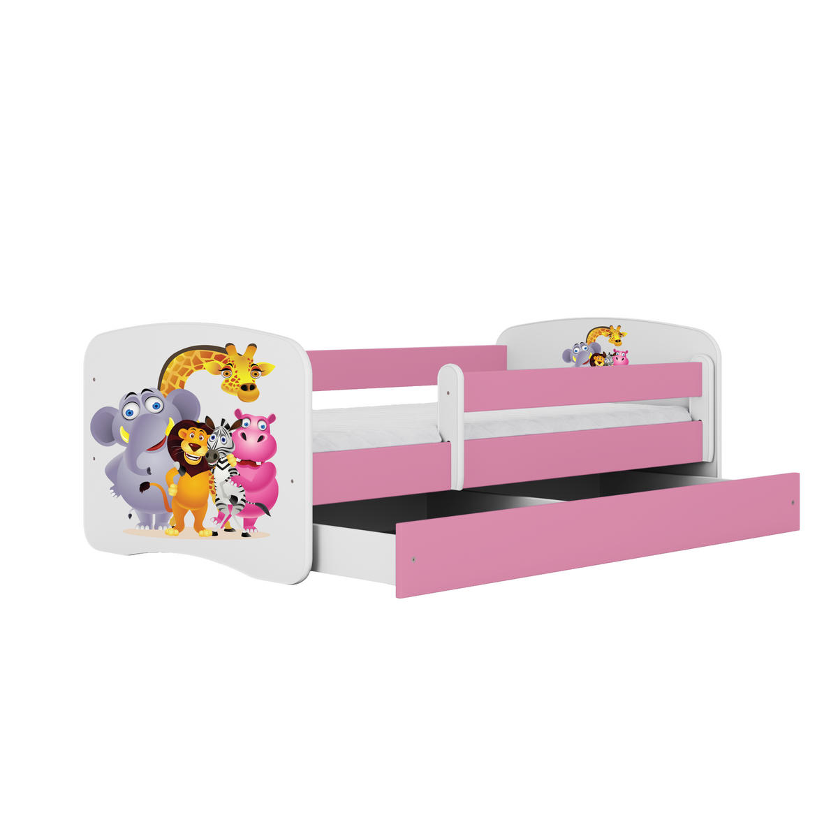 KINDERBETT Zoo mit Schublade 160/80 90/61/164 - Rosa, Holzwerkstoff (80/160cm) - RAUMHIRSCH FURNITURE