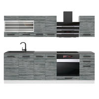 KÜCHENZEILE Margaret 240 cm, ohne Arbeitsplatten, Glamour Wood - Grau, Holz (240/204/60cm) - B BELINI GROUP