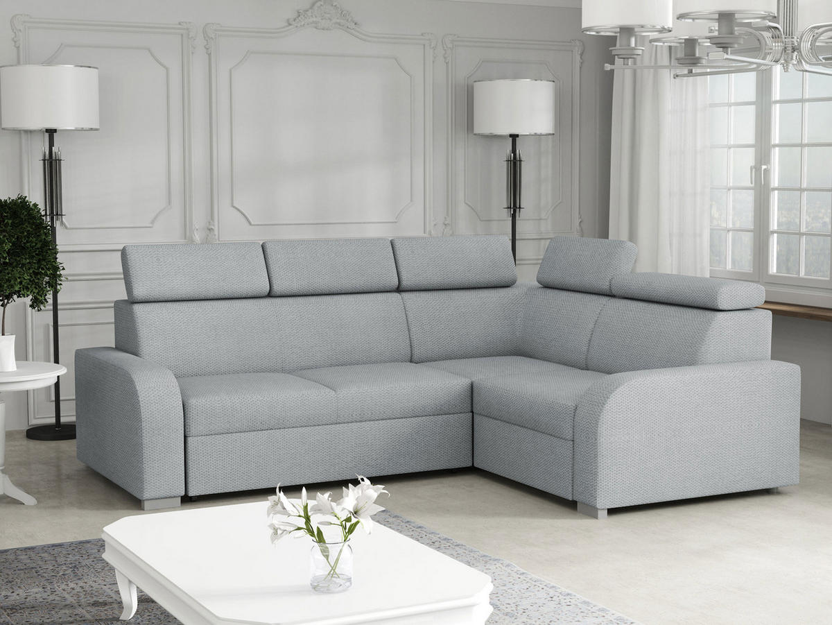 ECKSOFA Oslo 2rR1 80 - Silberfarben/Grau, Holz/Kunststoff (250/200cm) - MIRJAN24