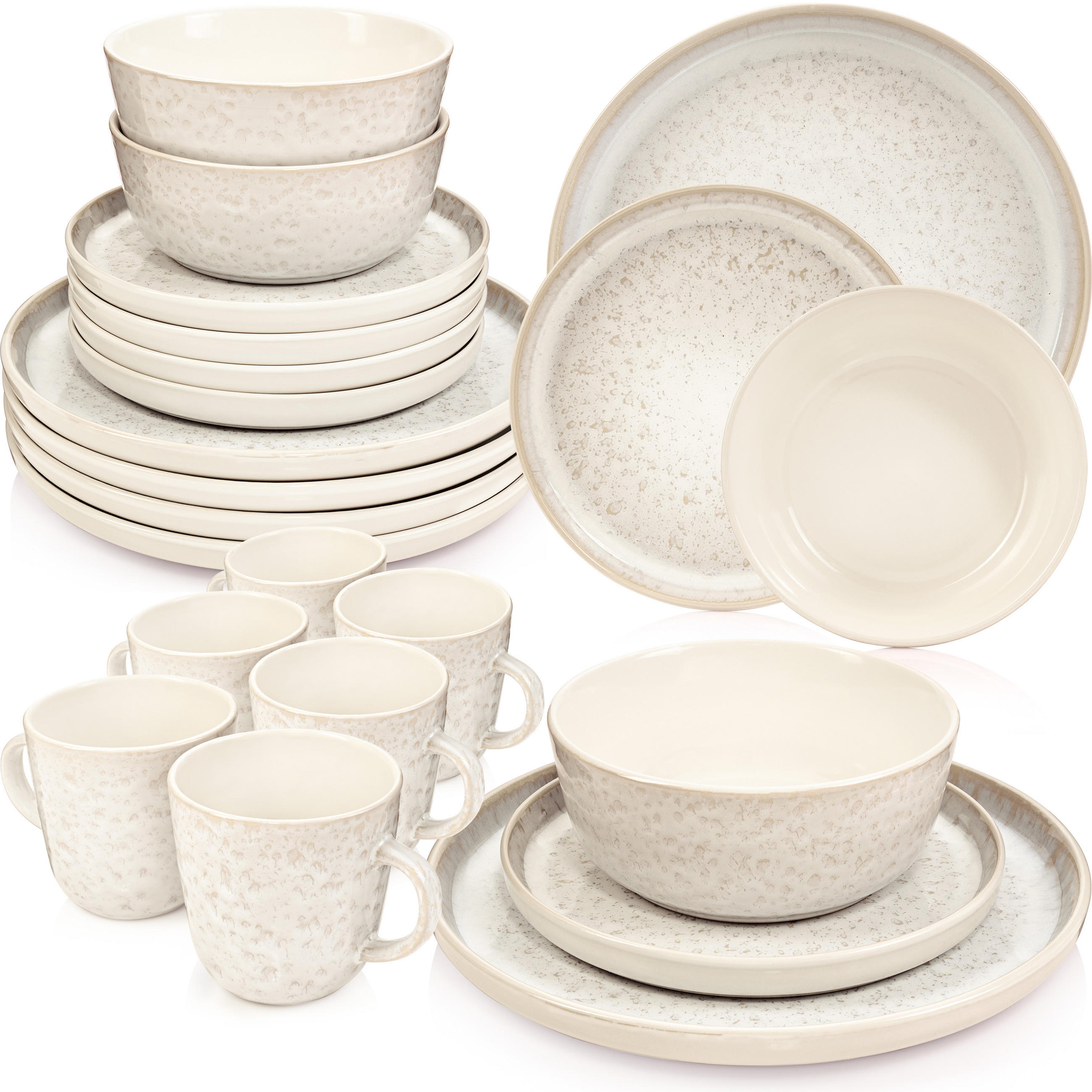 KOMBISERVICE KEY WEST - 24 teilig aus Steingut - Creme, Stein (50/30/80cm) - Sänger