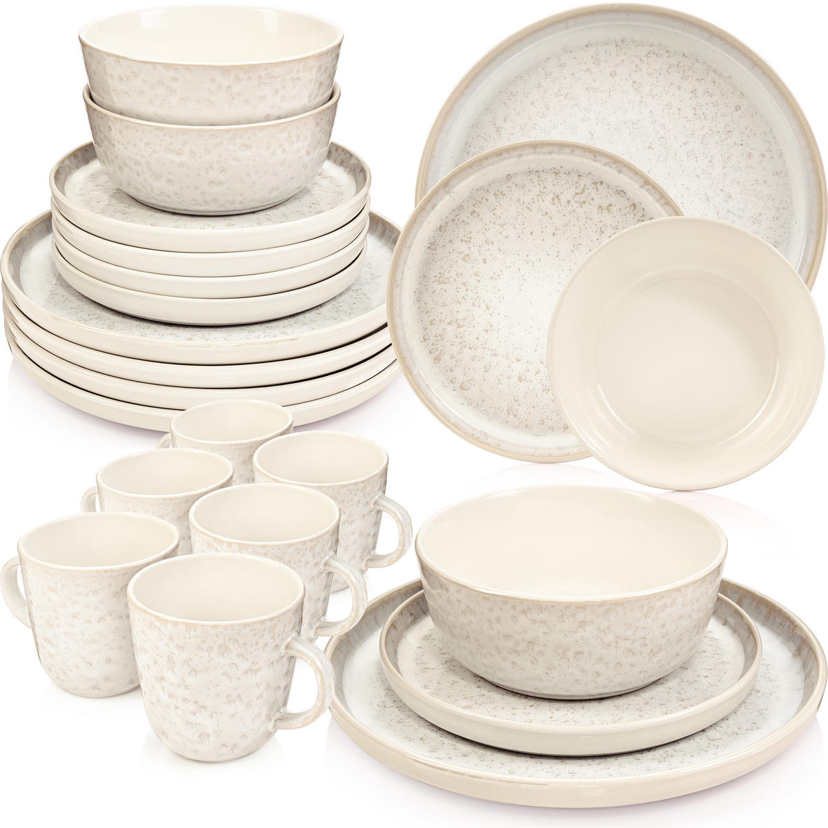 KOMBISERVICE KEY WEST - 24 teilig aus Steingut - Creme, Stein (50/30/80cm) - Sänger