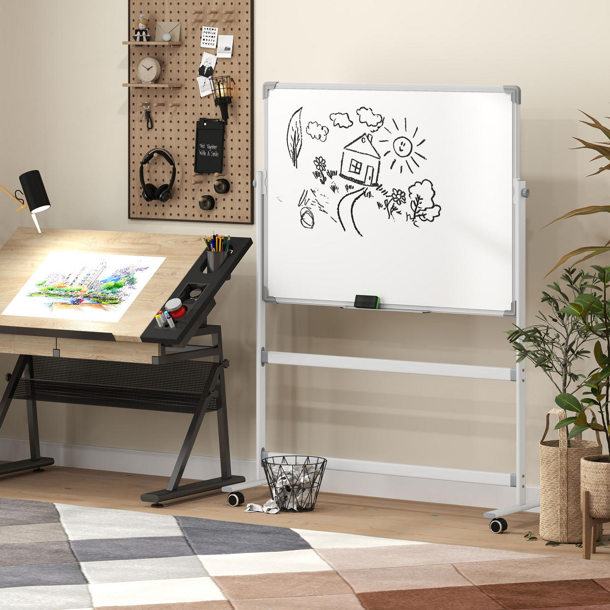 WHITEBOARD DE-08963 Weiß - Weiß, Metall (50/165/127cm) - ComfortXL