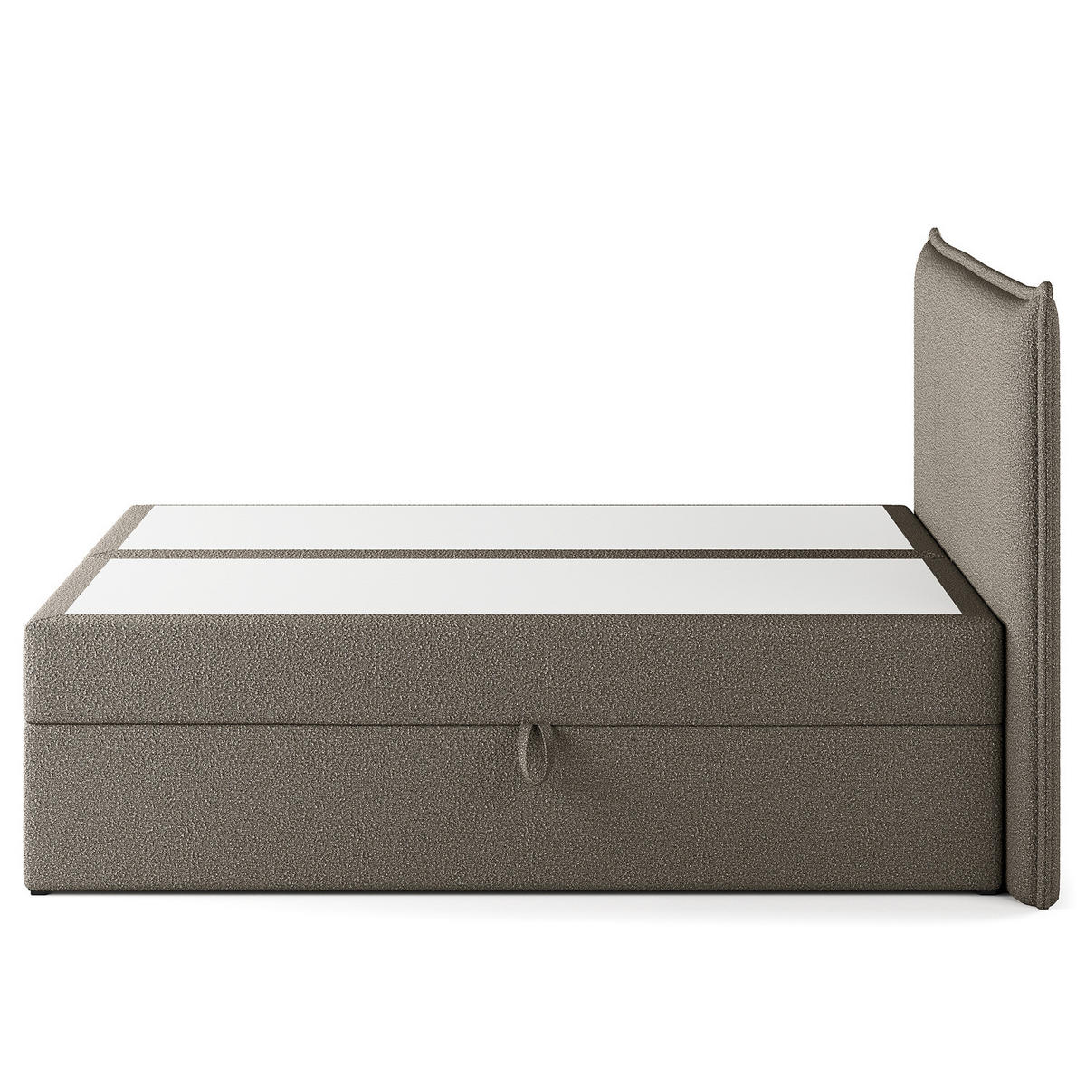 BOXBETT mit Stauraum - Bouclé - Grau, Holzwerkstoff (160/200cm) - home24