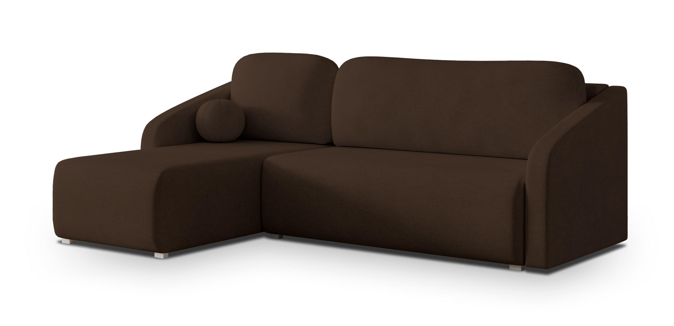 ECKSOFA MARELLO Braun Geflochtener Stoff mit Schlaffunktion - Braun, Holz (220/143cm) - MASSENO