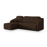 ECKSOFA MARELLO Braun Geflochtener Stoff mit Schlaffunktion - Braun, Holz (220/143cm) - MASSENO