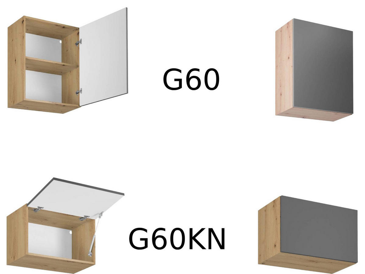 KÜCHENZEILE 420 cm - Langen KL12-M420 - in Grau/ Matt - Grau, Holz (420/212/58cm)