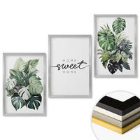 WANDBILDER 3er Set - 40x60 cm Silberner Rahmen - Pflanzen mit der Aufschrift „Sweet Home“ - Silberfarben, Kunststoff (40/60cm) - ArtPrintCave