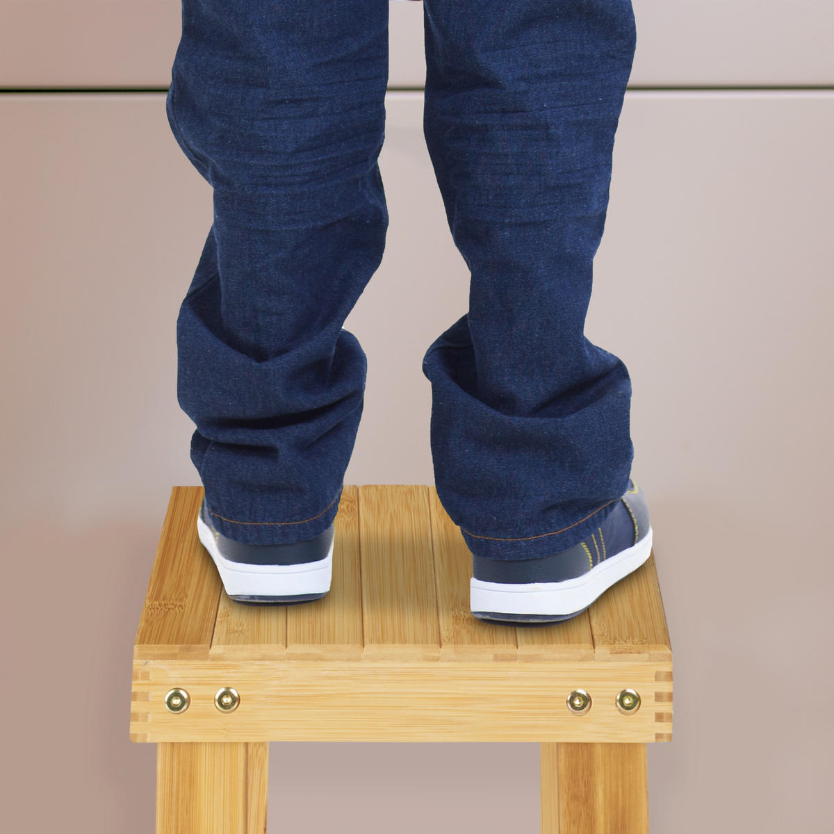 FUSSBANK - Hellbraun, Holz (25/24.5/27cm) - Relaxdays