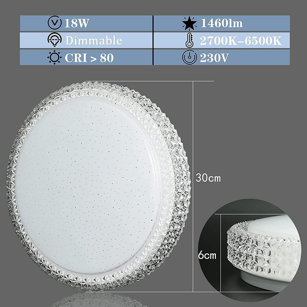 LED-DECKENLEUCHTE David 30/30/6 cm - Weiß, Kunststoff (30/30/6cm) - Nettlife