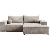 ECKSOFA Pablo Mini mit Schlaffunktion Beige Cord - Beige, Textil (255/148cm) - Bromarkt