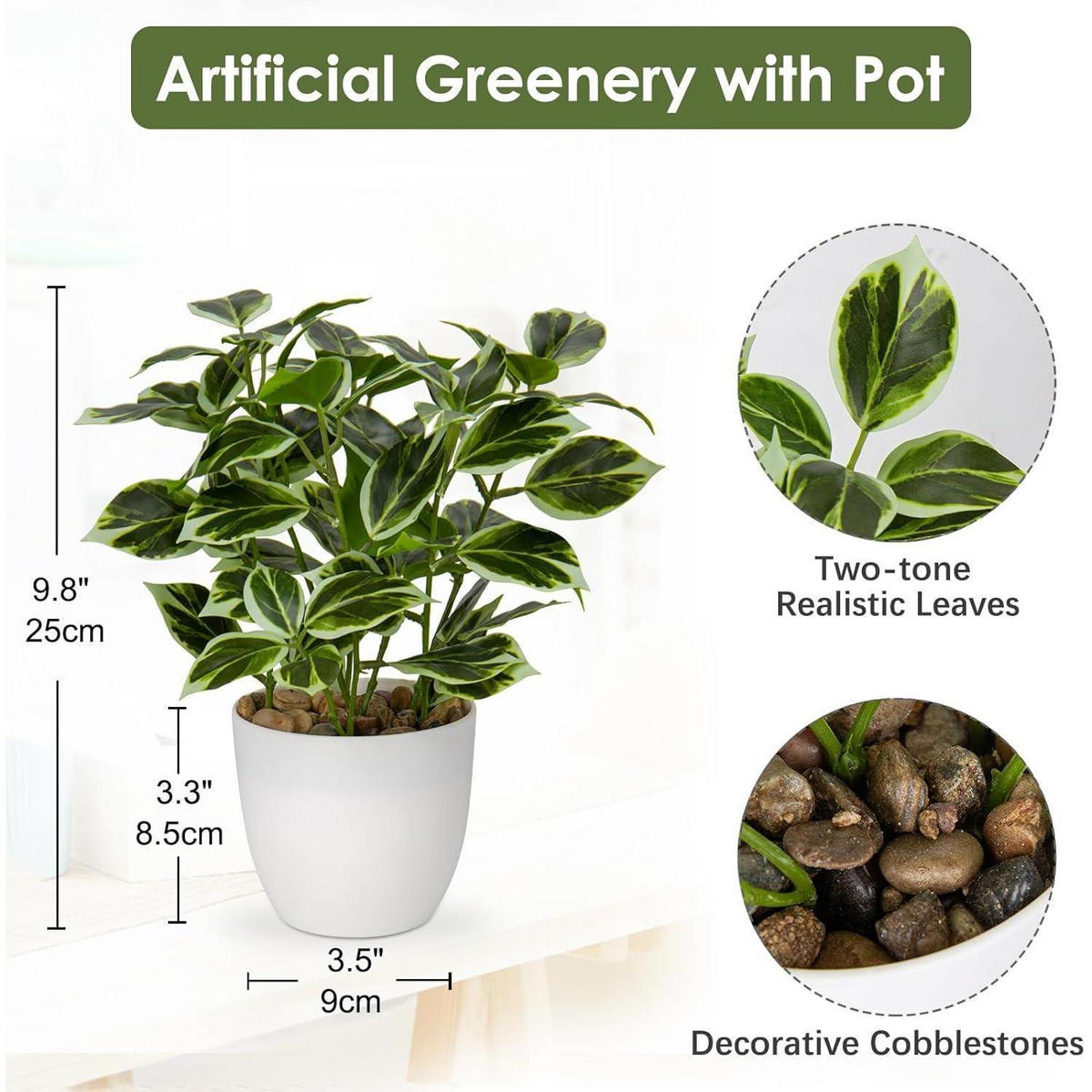 KUNSTPFLANZE Ficus 25 cm Weiß - Multicolor, Kunststoff (25cm)