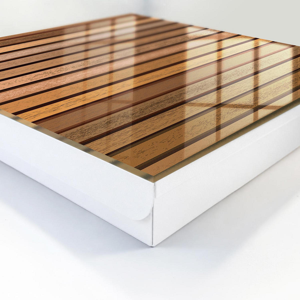 SCHLÜSSELBOX Weiß 30x30 cm – Türöffnung nach rechts - Warme Linien - Braun, Metall (30/30/5cm) - TULUP