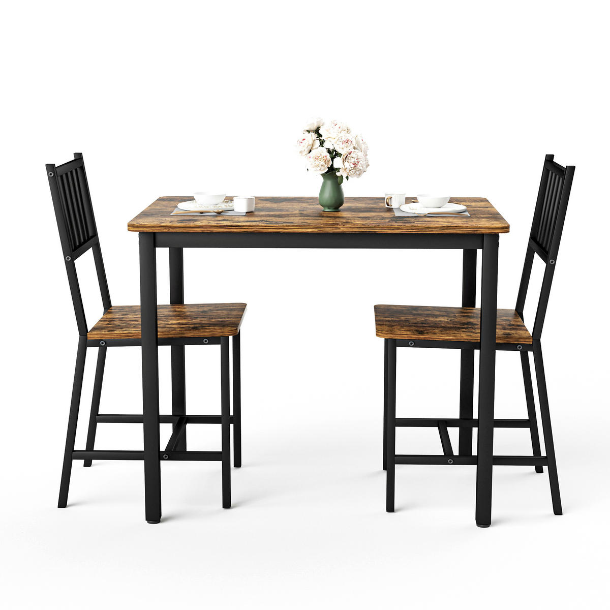 ESSGRUPPE DE-39325 3-teilig, mit 2 Stühlen Schwarz - Schwarz, Holzwerkstoff (90/75.5/60cm) - ComfortXL