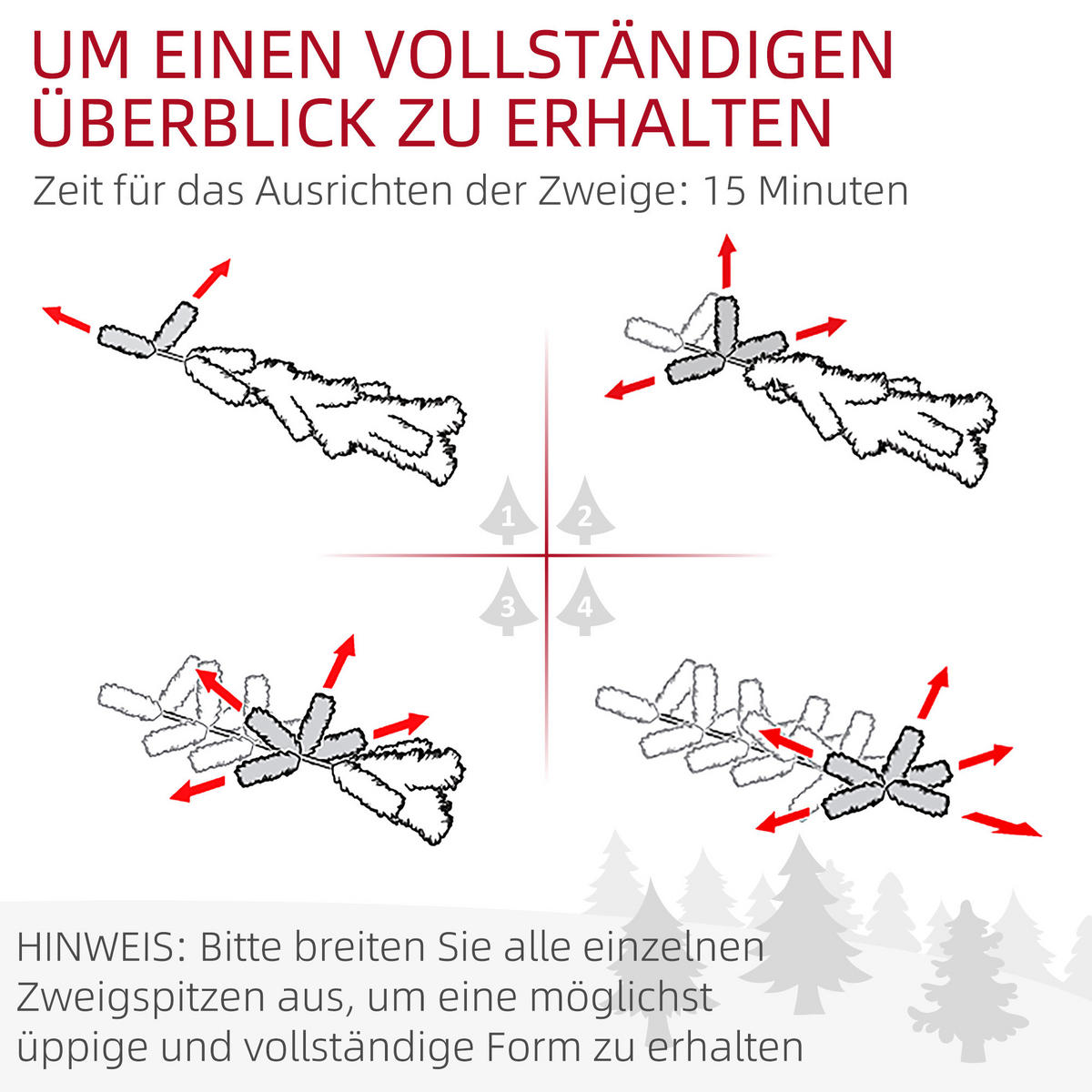KÜNSTLICHER Weihnachtsbaum, 180 cm Christbaum mit 150 LED-Lichten flammhemmend - Weiß/Grün, Kunststoff/Metall (180cm) - HOMCOM