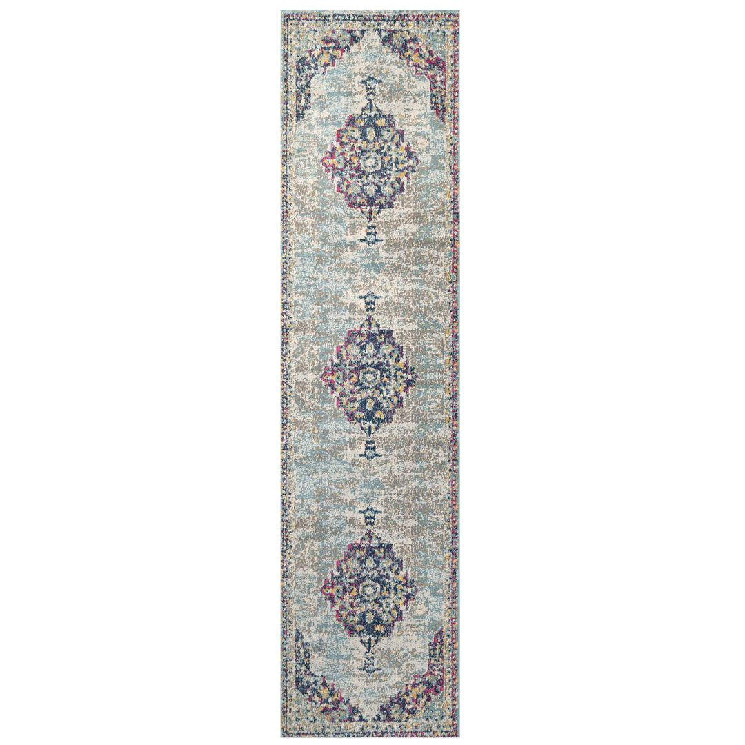 VINTAGE-TEPPICH Demelza Multi - Hellblau, Textil (60/240cm) - Kukoon Rugs