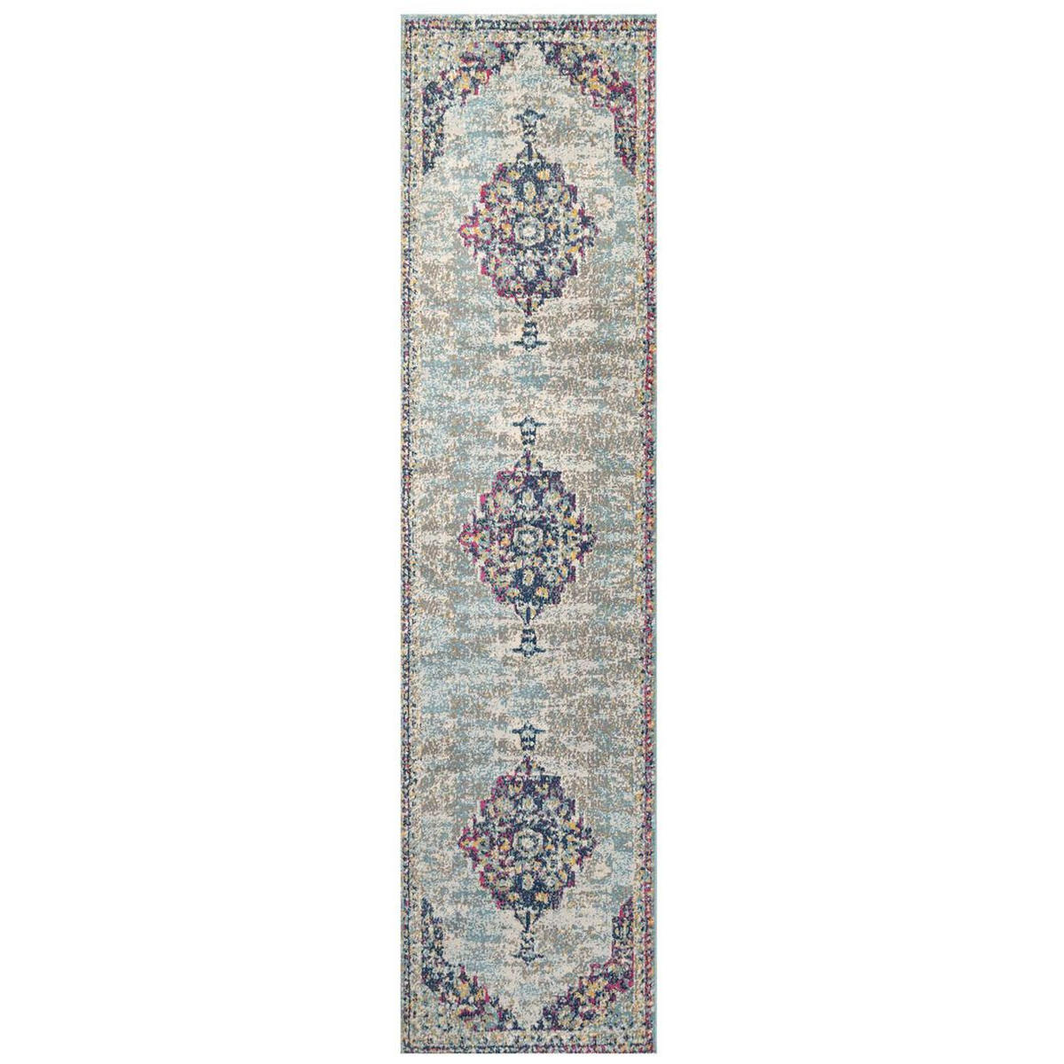 VINTAGE-TEPPICH Demelza Multi - Hellblau, Textil (60/240cm) - Kukoon Rugs