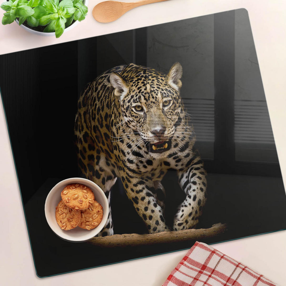 GLASPLATTE 60x52 cm Jaguar - Grau, Glas (60/0.4/52cm) - TULUP