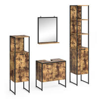 BADMÖBEL-SET Fyrk Antikholz 4 Teile, mit Hochschrank - Alteiche/Schwarz, Holzwerkstoff (60/60/33cm) - Vicco
