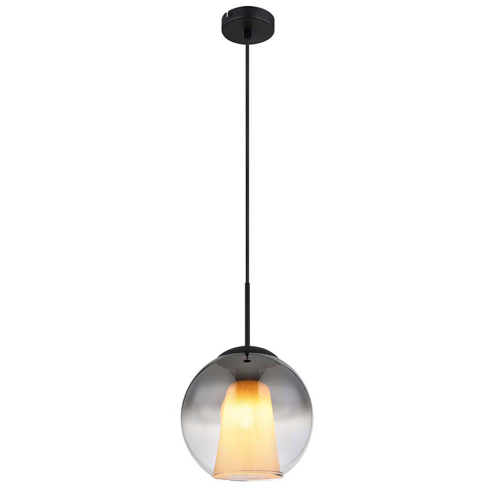 HÄNGELEUCHTE Glas Kristall Grau - Schwarz, Glas (25/25/120cm) - Globo Lighting
