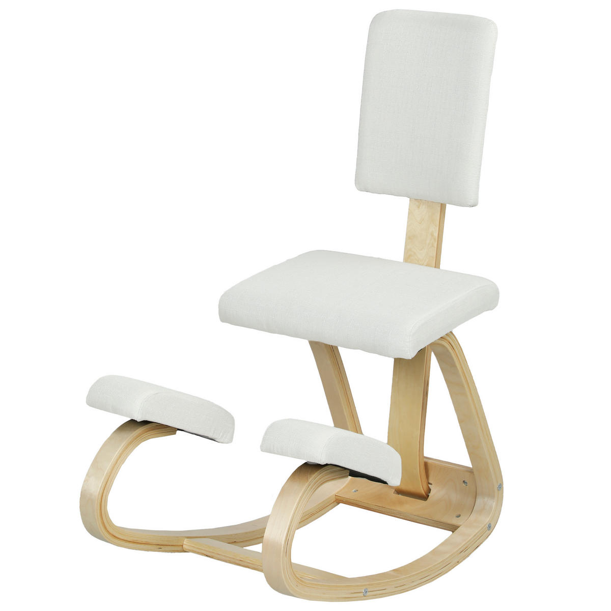 SCHAUKELSTUHL, Kniefunktion, Leinenoptik, Birkenholz, creme, 51x84x93cm - Multicolor, Holzwerkstoff (84/93/51cm) - FORIOUS