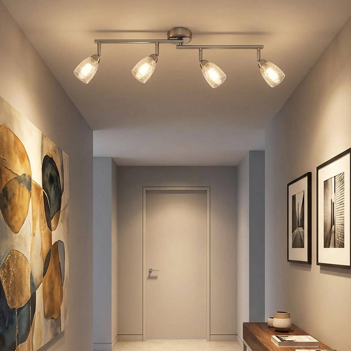 LED DECKENLEUCHTE Crash Silber Glas - Silberfarben, Glas (60/8.5/14cm) - Globo Lighting