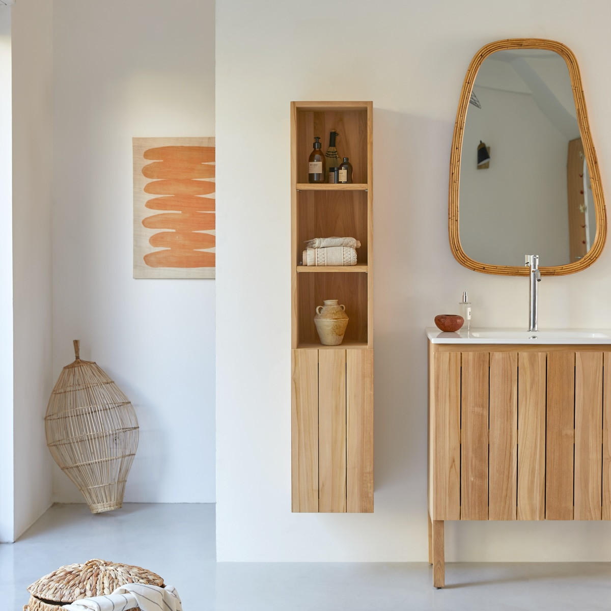 HOCHSCHRANK Jill Natur aus Teak - Naturfarben, Holz (30/150/35cm) - Tikamoon