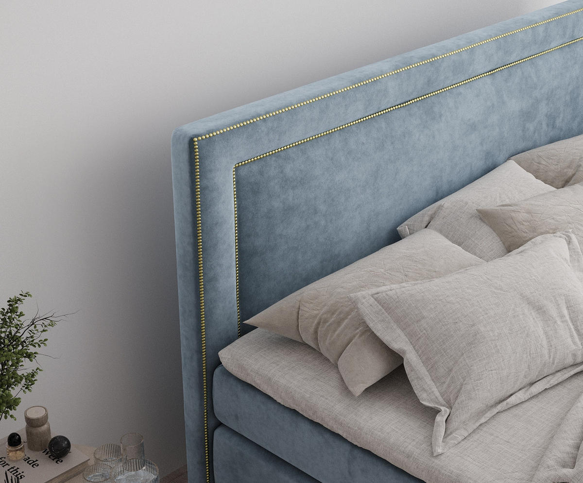 BOXSPRINGBETT Luxora Blau Grau 140/200 cm - Blaugrau/Schwarz, Holz/Holzwerkstoff (140/200cm) - Maison de Reve