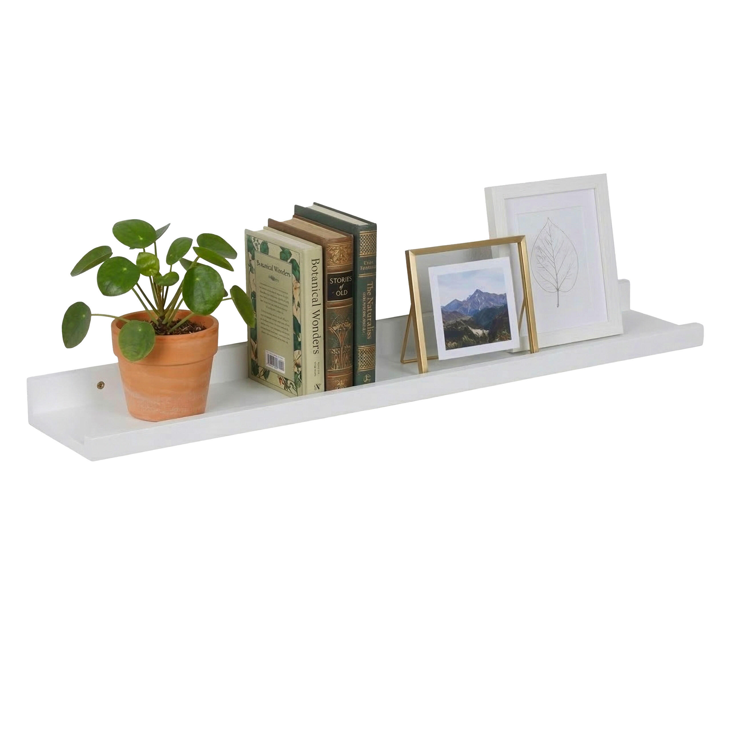 STENNÁ polica - biela, drevo (80/5/15cm) - Relaxdays