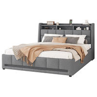 POLSTERBETT 140/200 cm Grau mit LED-Beleuchtung und Schubladen - Grau, Textil (140/200cm) - Flora Grace