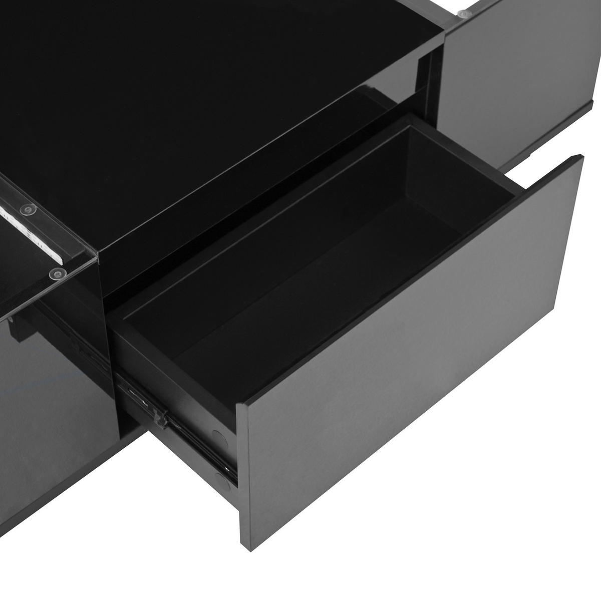 COUCHTISCH 105/50/35 cm schwarz aus Spanplatte mit LED-Beleuchtung - Schwarz, Holzwerkstoff (105/50/35cm) - OKMYHOME