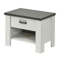 NACHTTISCH weiß Pinie und Anthrazit Landhaus, Nachtkommode mit Schubkasten 60 x 46 cm - Anthrazit/Weiß, Holzwerkstoff/Metall (60/46/39cm) - Furn.Design