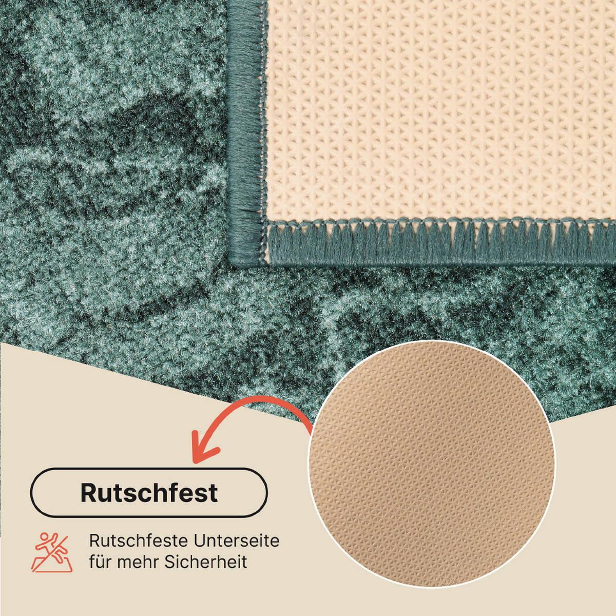 TEPPICHLÄUFER Anti-Rutsch Dunkelgrün rutschfest Gummiunterlage 120/100 cm - Dunkelgrün, Textil (120/100cm) - Tapiso