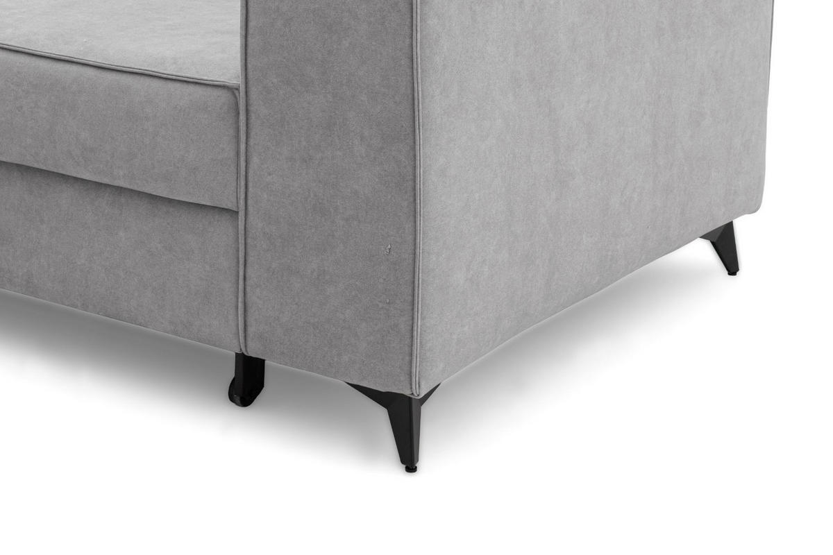 ECKSOFA PURE L Links mit Schlaffunktion 127x199 Velours Hellgrau - Hellgrau/Schwarz, Holz/Textil (281/204cm) - Muffo