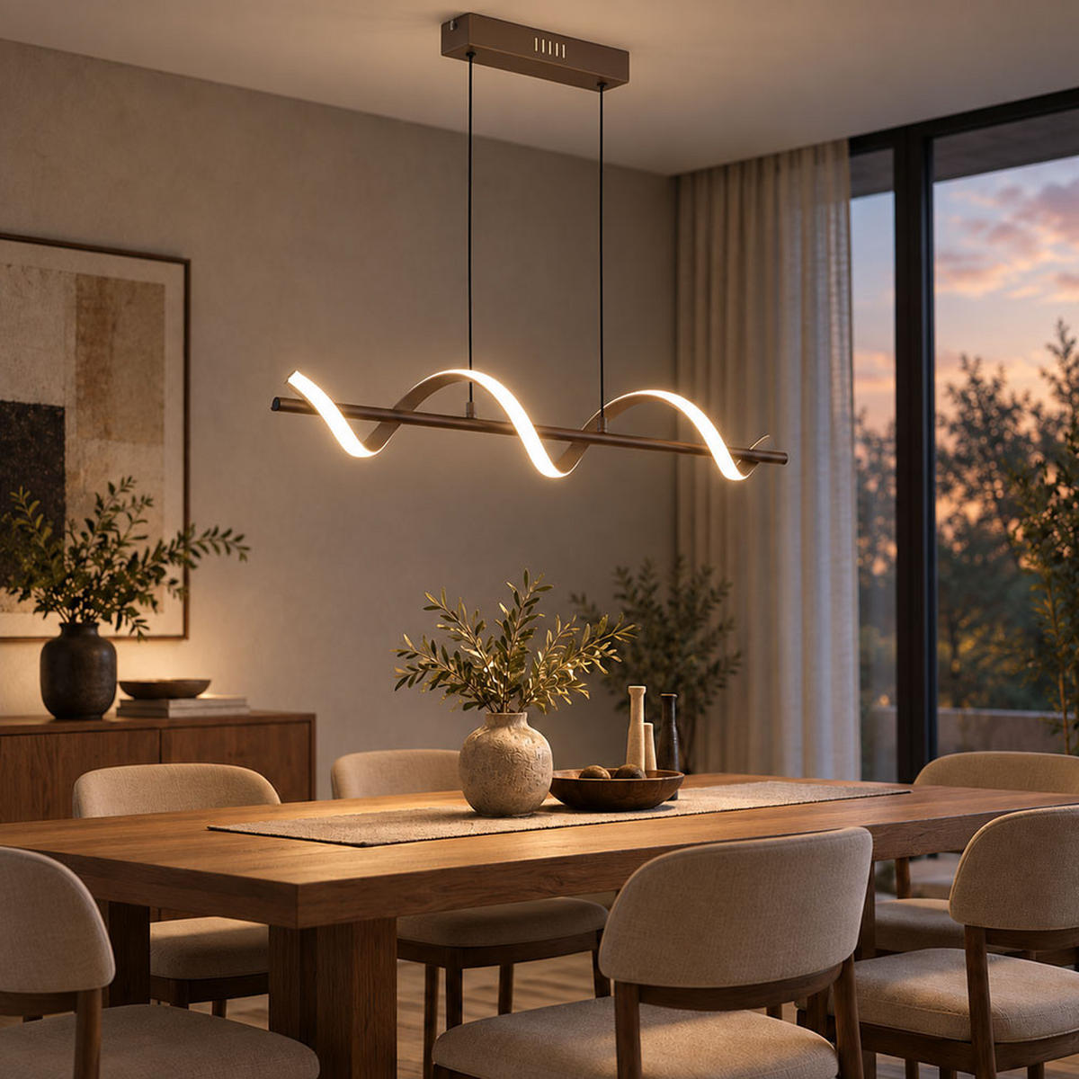 LED HÄNGELEUCHTE SPIRO Metall Beige matt - Beige, Metall (80/15.5/120cm) - Globo Lighting