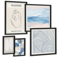 BILDER SET 5er Set - 50x50 cm & 20x30 cm & 40x60 cm Schwarzer Rahmen - Matisses abstrakte Formen - Schwarz, Kunststoff (40/60cm) - TULUP