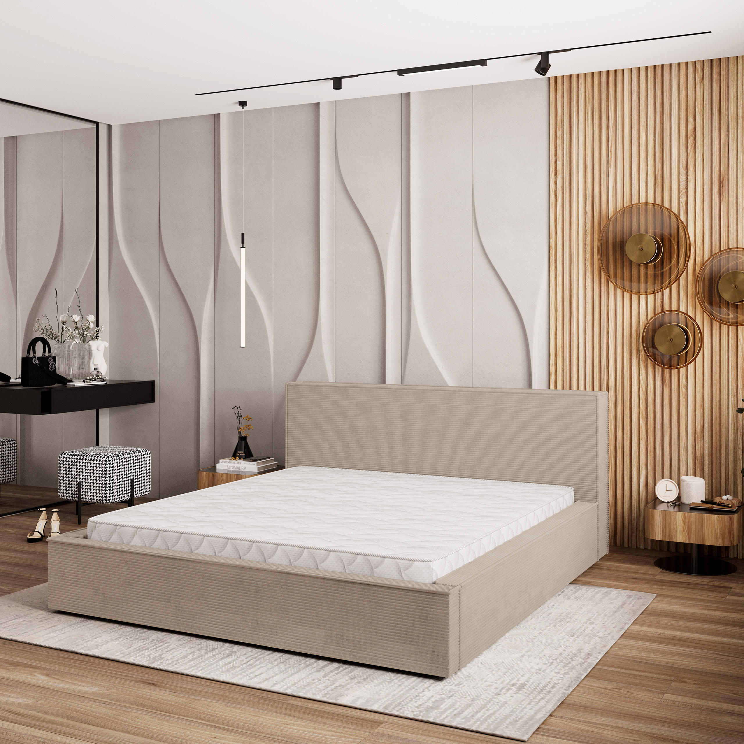 POLSTERBETT CELORA 140x200 cm mit Bettkästen - Beige - Beige, Holz (140/200cm) - MASSENO