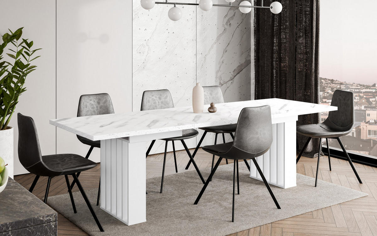 ESSTISCH MARDIS Ausziehbar 160 - 240 / 80 x 75 cm - Weiß, Holz (160/80/75cm) - MASSENO