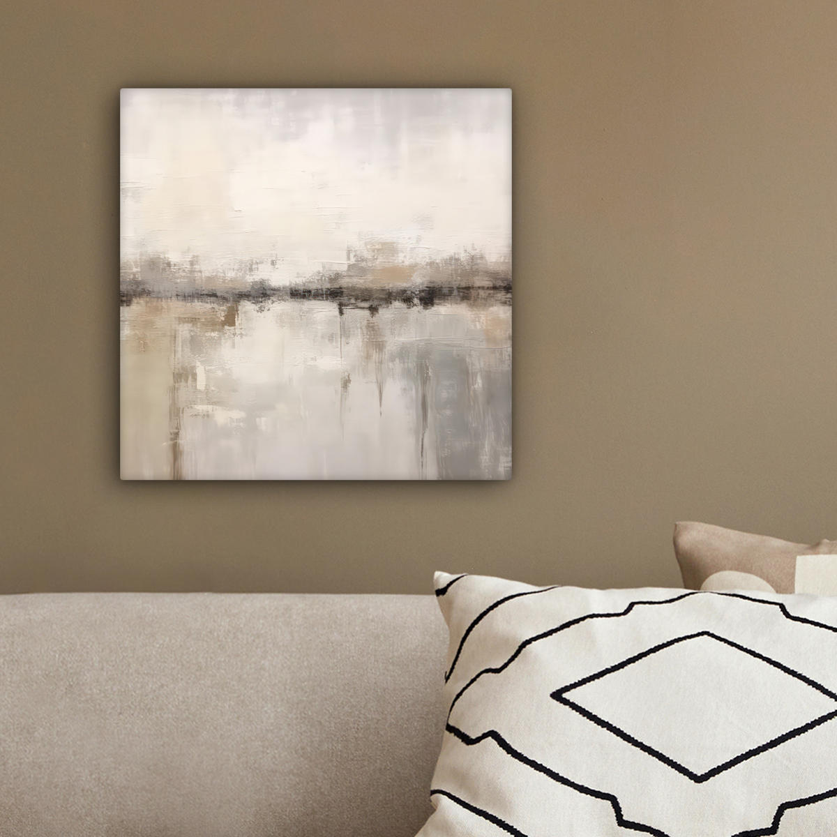 LEINWANDBILD Moderne Kunst - Abstrakt - Beige 20x20 cm - Beige, Textil (20/20cm) - MuchoWow