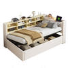 POLSTERBETT 90/200 cm Beige mit Stauraum mit LED-Beleuchtung aus Samt - Beige, Textil (90/200cm) - OKWISH
