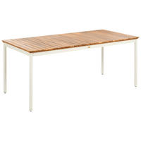 GARTENTISCH für 6 Personen 180/90 cm Akazienholz Braun Corricella - Creme, Holz (180/90/75cm) - Beliani