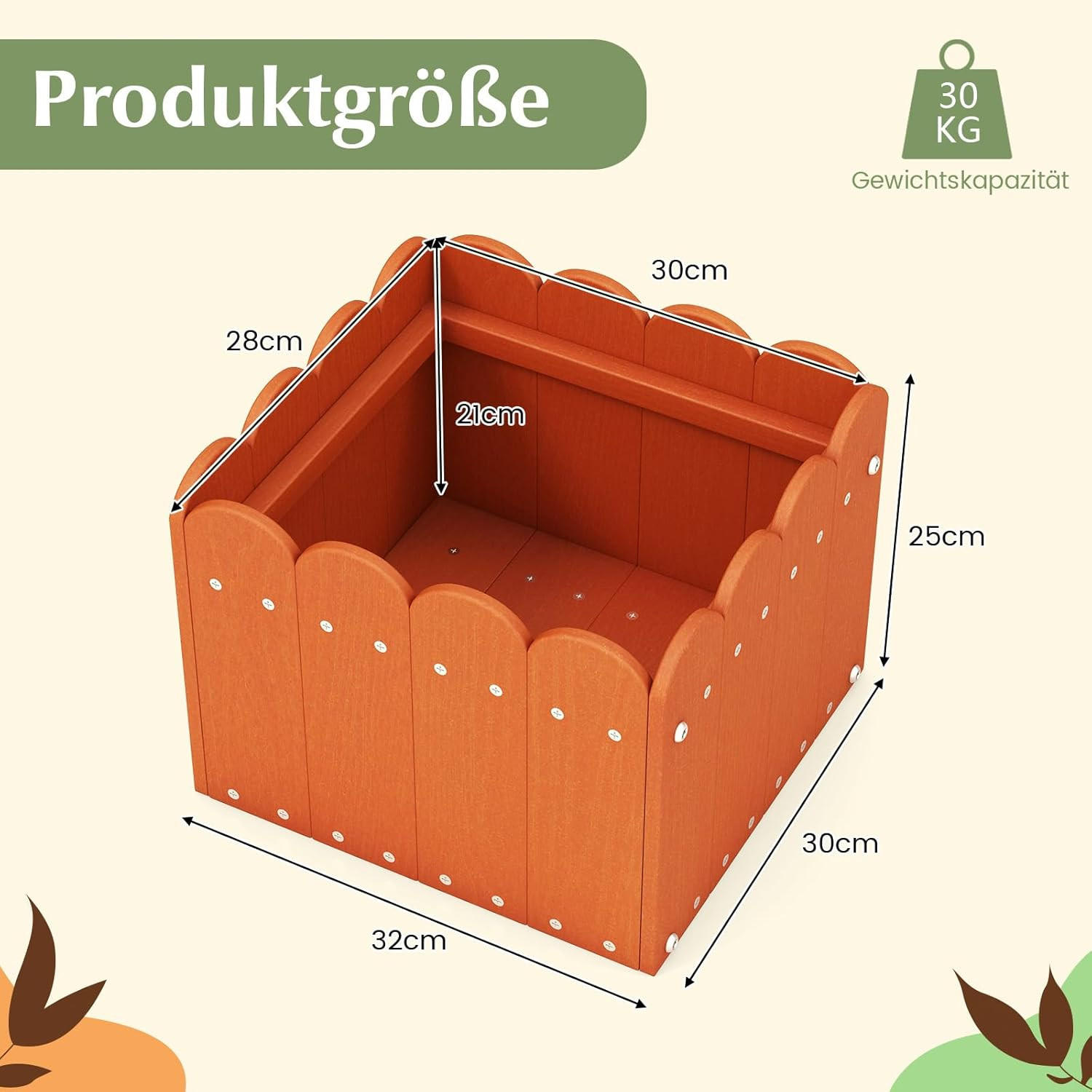 Thumbnail - Costway Blumenkubel, Orange, Kunststoff, 25 cm, Dekoration, Blumen & Zubehör, Übertöpfe