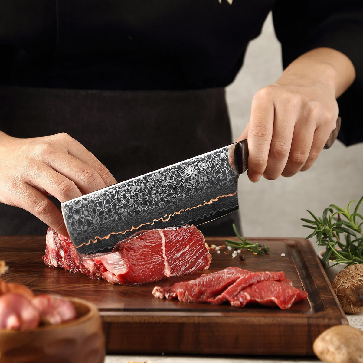 NAKIRIMESSER 18 cm - Kupferfarben, Holz/Metall (1cm) - Wakoli