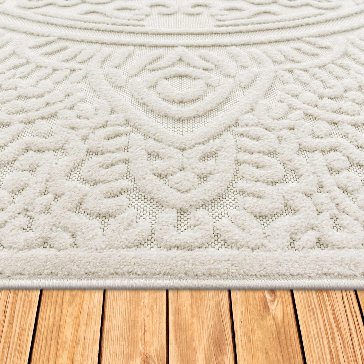 TEPPICH Kurzflor Struktur Unifarben Wohnzimmer schmutzabweisend Creme Rechteckig 200x290 - Creme, Textil (200/290cm) - KADIMA DESIGN