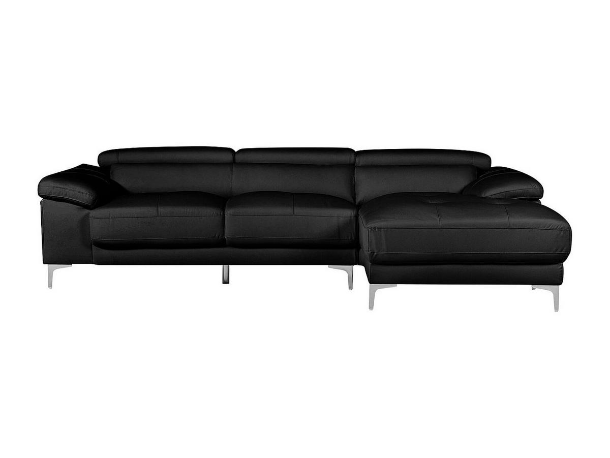 ECKSOFA - Ecke Rechts - Leder - Schwarz - SOLANGE - Schwarz, Leder (265/167cm) - Vente-Unique