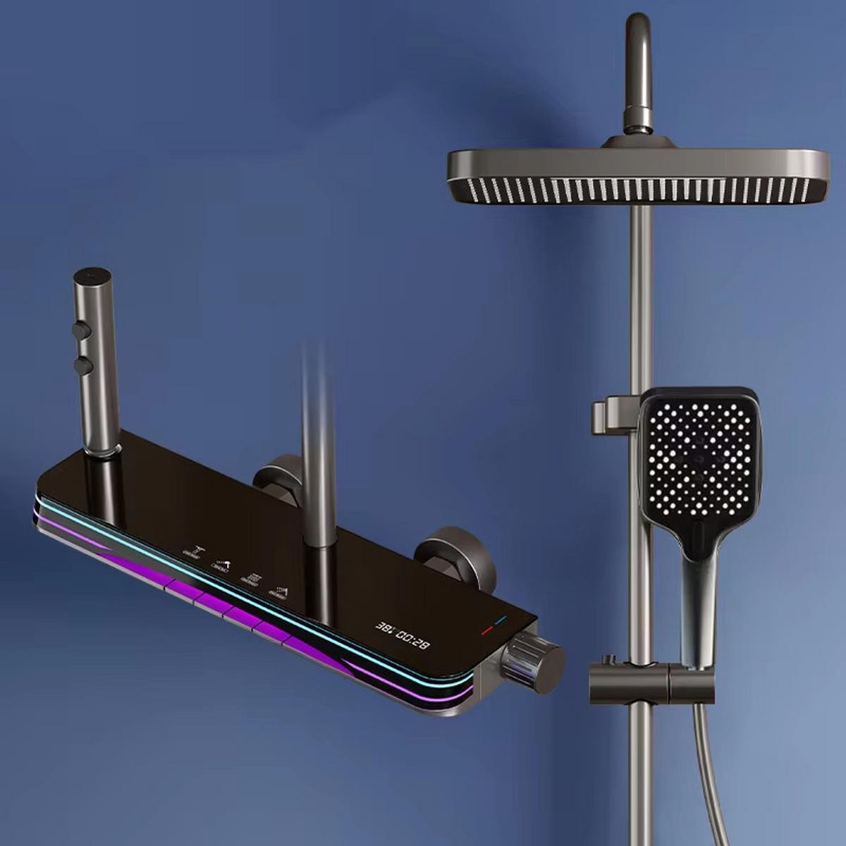 ÜBERKOPFBRAUSESET Digitalanzeige Messing Wandmontage Bidet - Bronzefarben, Metall (40/110/42cm) - Bextcok