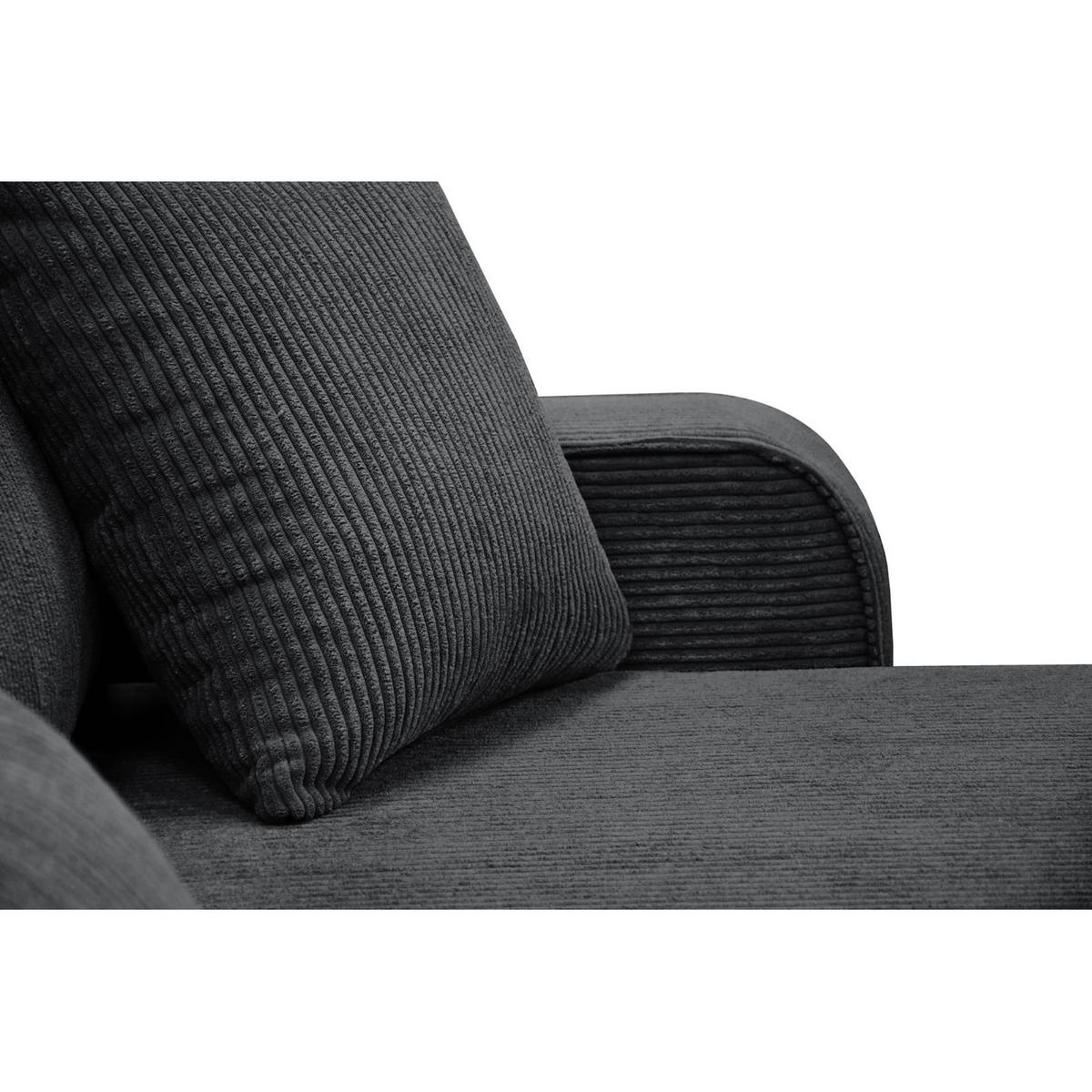 ECKSCHLAFSOFA Primo L dunkelgrau - Dunkelgrau/Schwarz, Textil (290/185cm) - Beautysofa
